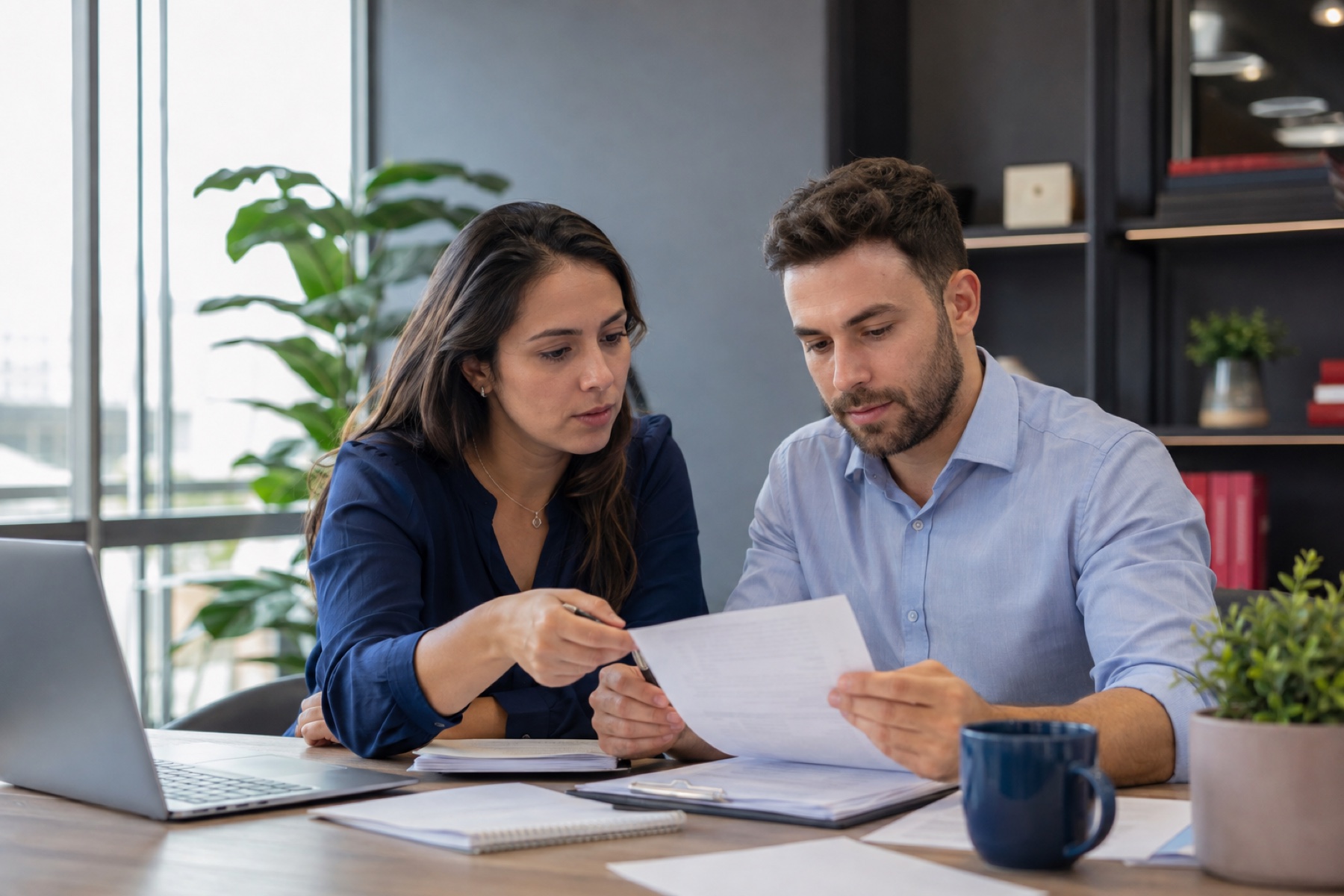Profissionais especializados revisando uma operação de seguros